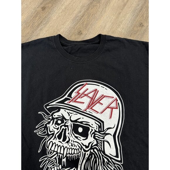 Vintage Y2K Slayer Slatanic Wehrmacht Skull Soldier Band Tee Album Tour Concert - Picture 3 of 16